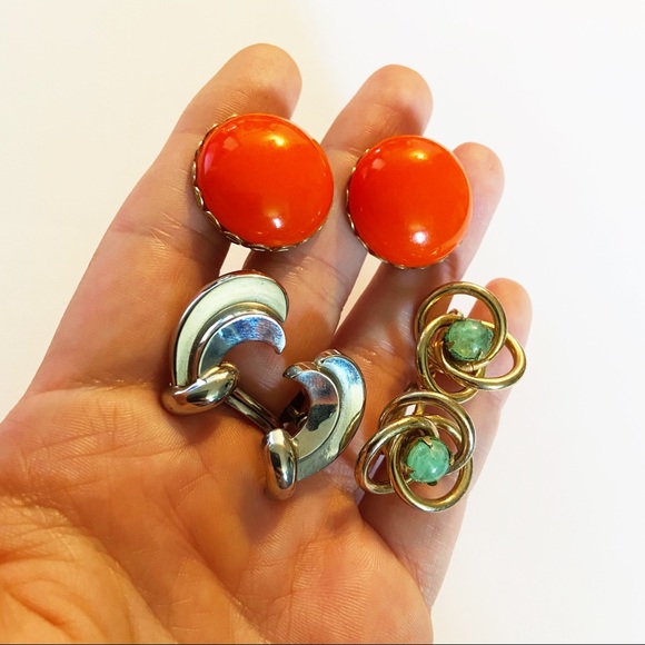 Vintage Coro screw back earring lot 3 sets - Picture 7 of 9